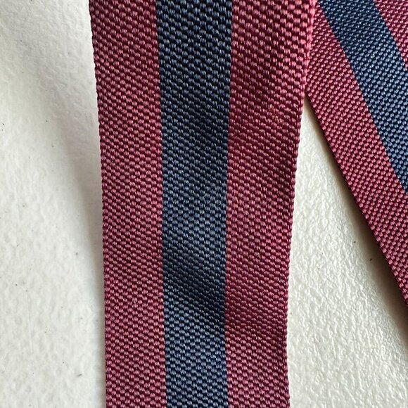 Brooks Brothers Maroon Navy Stripe Adjustable Suspenders Silk Leather England - Picture 4 of 9